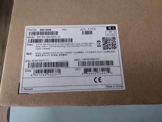 S5735I-S8U4XN-V2 8*10/100/1000BASE-T portları, 4*10GE SFP+ portları, PoE++, DIN Rail Montage, Çift redundant 54'ten 57V'ye kadar DC gücü, Fansız
