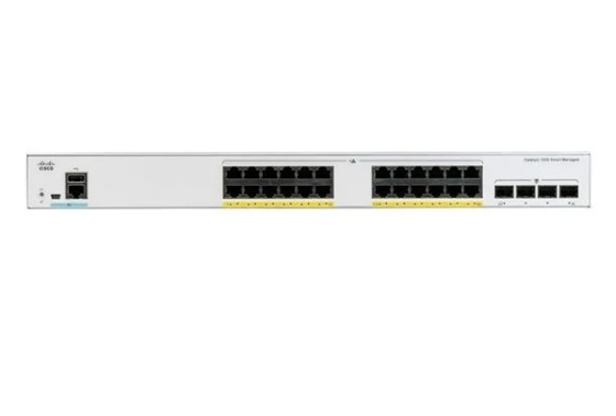 C1000-24P-4G-L Cisco Catalyst 1000 Serisi Değiştiricileri 24x 10/100/1000 Ethernet PoE+ Portları ve 195W PoE Bütçesi 4x 10G SFP+
