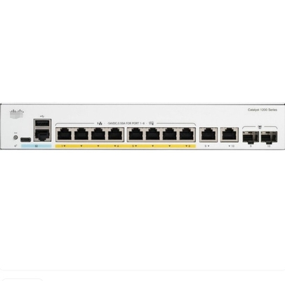 C1200-8P-E-2G Cisco Switches 8x 10/100/1000 PoE+ Portları 67W Güç Bütçesiyle 2x Gigabit Bakır/SFP Kombine Portları, Rack Montajlı