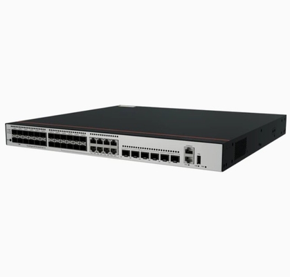 S5735-S24ST4XE-V2 24*GE SFP portları, bunların 8'i çift amaçlı 10/100/1000 veya SFP 4*10GE SFP+ portları 2*12GE Güç modülü olmayan yığın portları