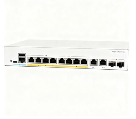 C1200-8FP-2G Rack-Montable Portlar 120W Güç Bütçesi 2x Gigabit Bakır/1000 SFP Kombo Portlar SNMP C1200-8FP-2G