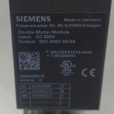 SINAMICS S120 Çift Motorlu Modül 6SL3120-2TE13-0AA3 (DC 600V Giriş, 3AC 400V 3A/3A Çıkış, Booksize D-tipi)