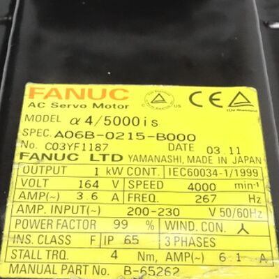 FANUC A06B-0215-B000 AC Servo Motor | AiS4/5000 TPR a1000 CNC Sürücü