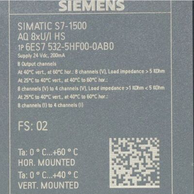 6ES7532-5HF00-0AB0 Siemens SIMATIC S7-1500 Analog Çıkış Modülü AQ8xU/I HS