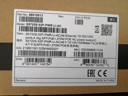 Huawei S5720S-52P-PWR-LI-AC 48-Port Gigabit PoE+ 4 SFP ile anahtar